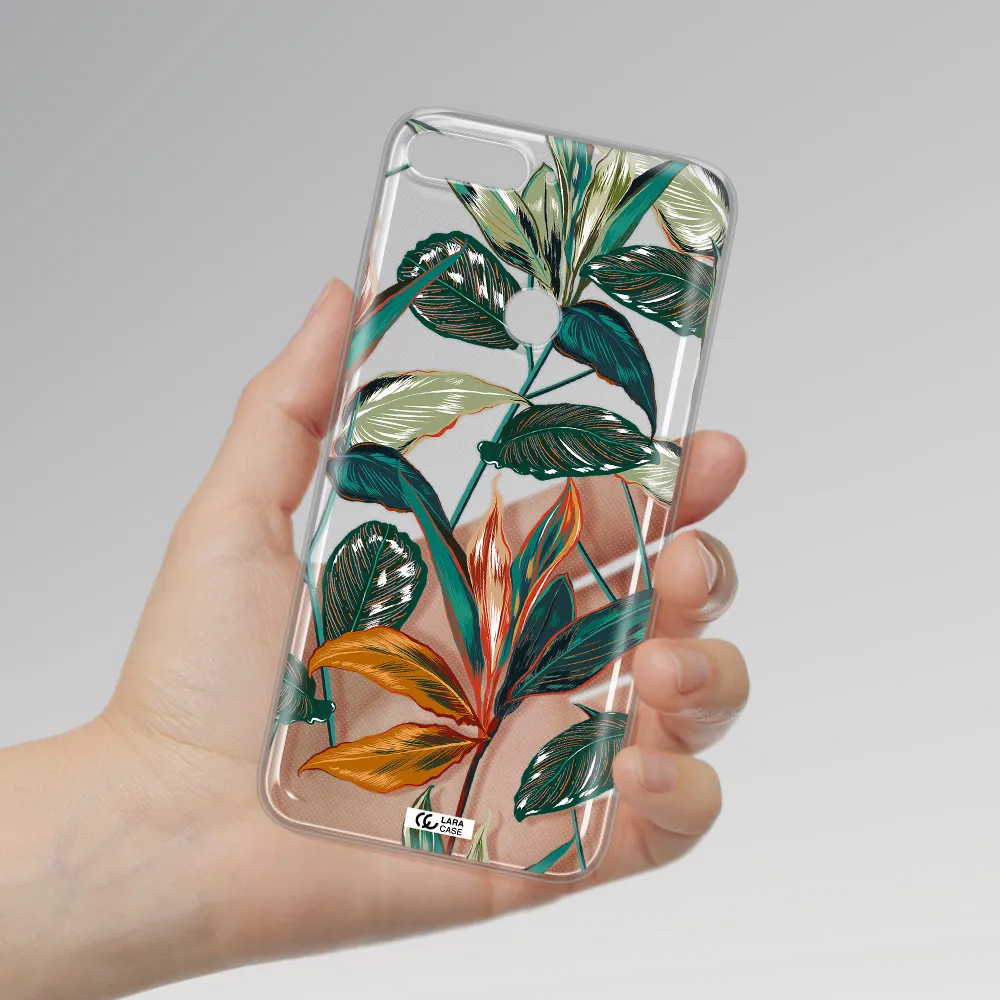 Colorful Tropical Leaves Huawei Y7 2018 Clear TPU Case