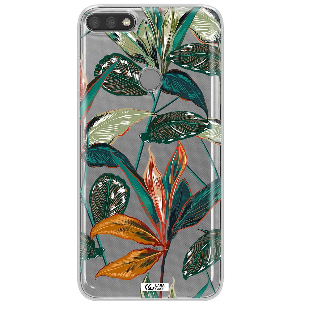 Colorful Tropical Leaves Huawei Y7 Prime 2018 Clear TPU Case