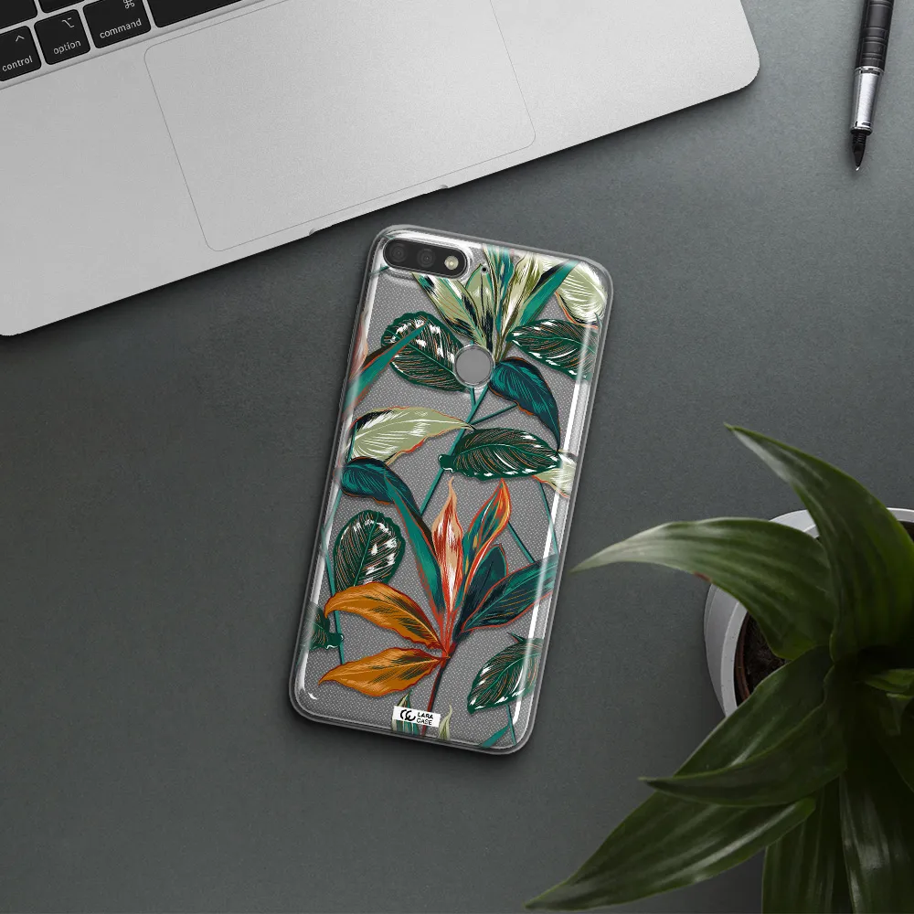 Colorful Tropical Leaves Huawei Y7 Prime 2018 Clear TPU Case