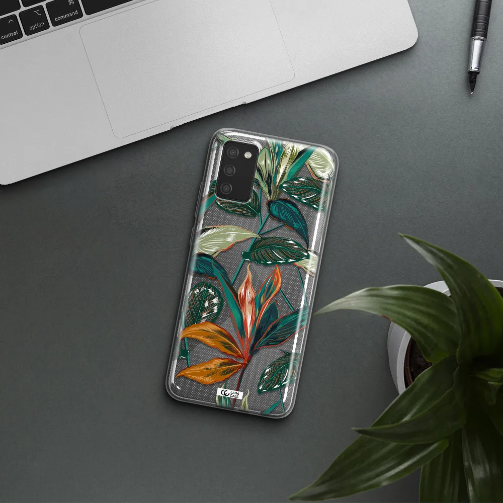 Colorful Tropical Leaves Samsung A02S Clear TPU Case