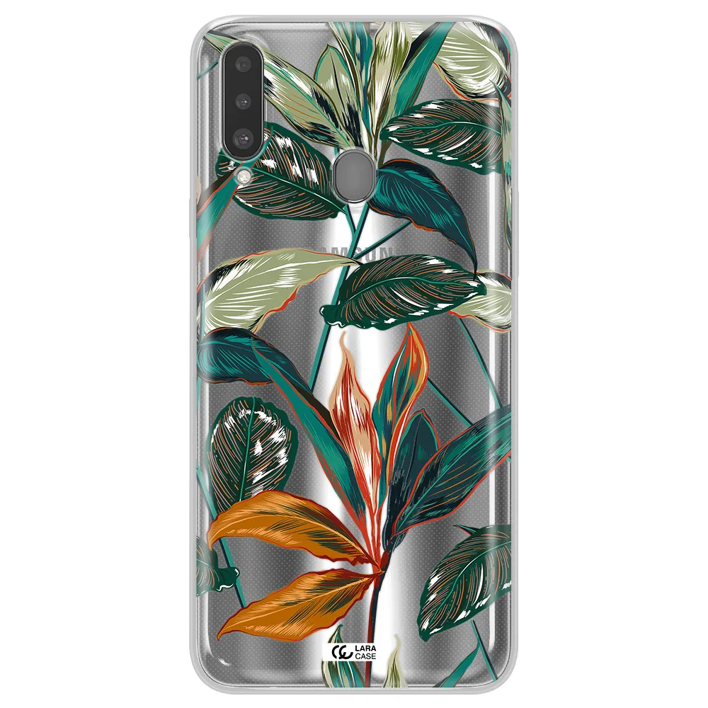 Colorful Tropical Leaves Samsung A20S Clear TPU Case