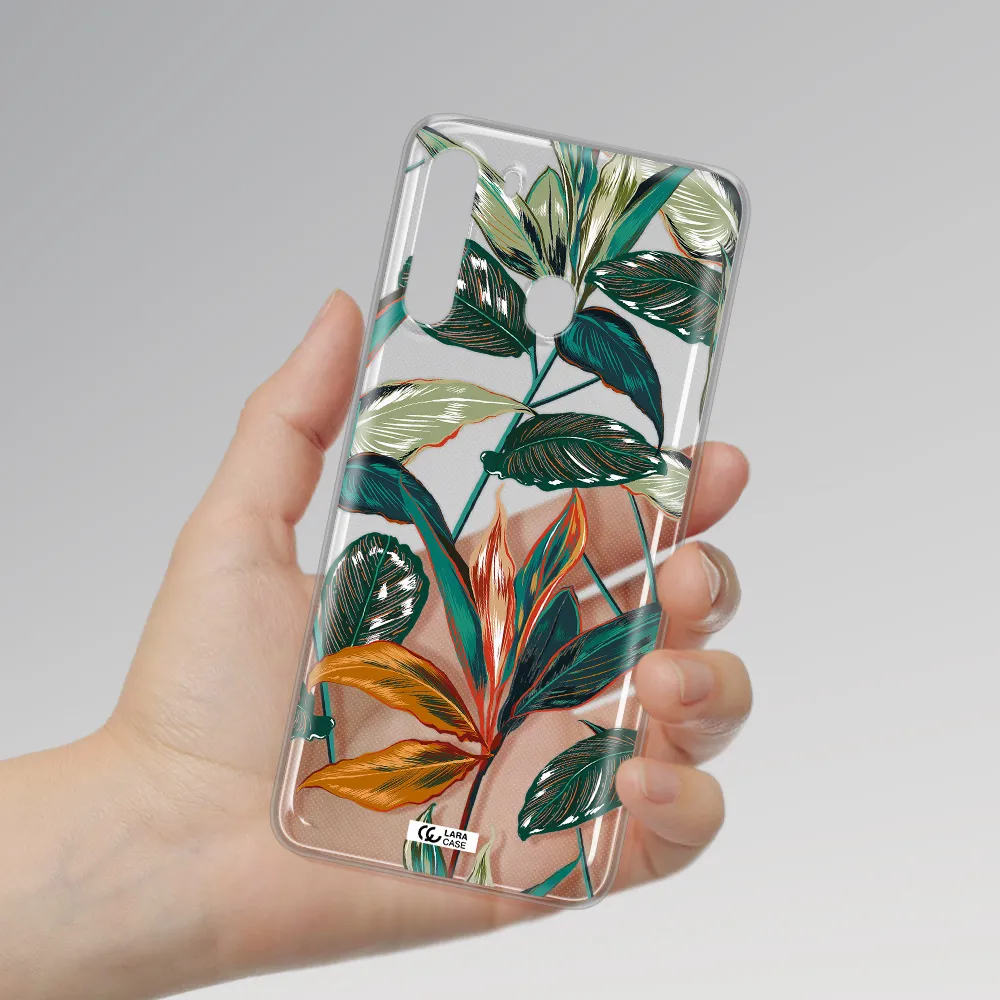 Colorful Tropical Leaves Samsung A21 Clear TPU Case
