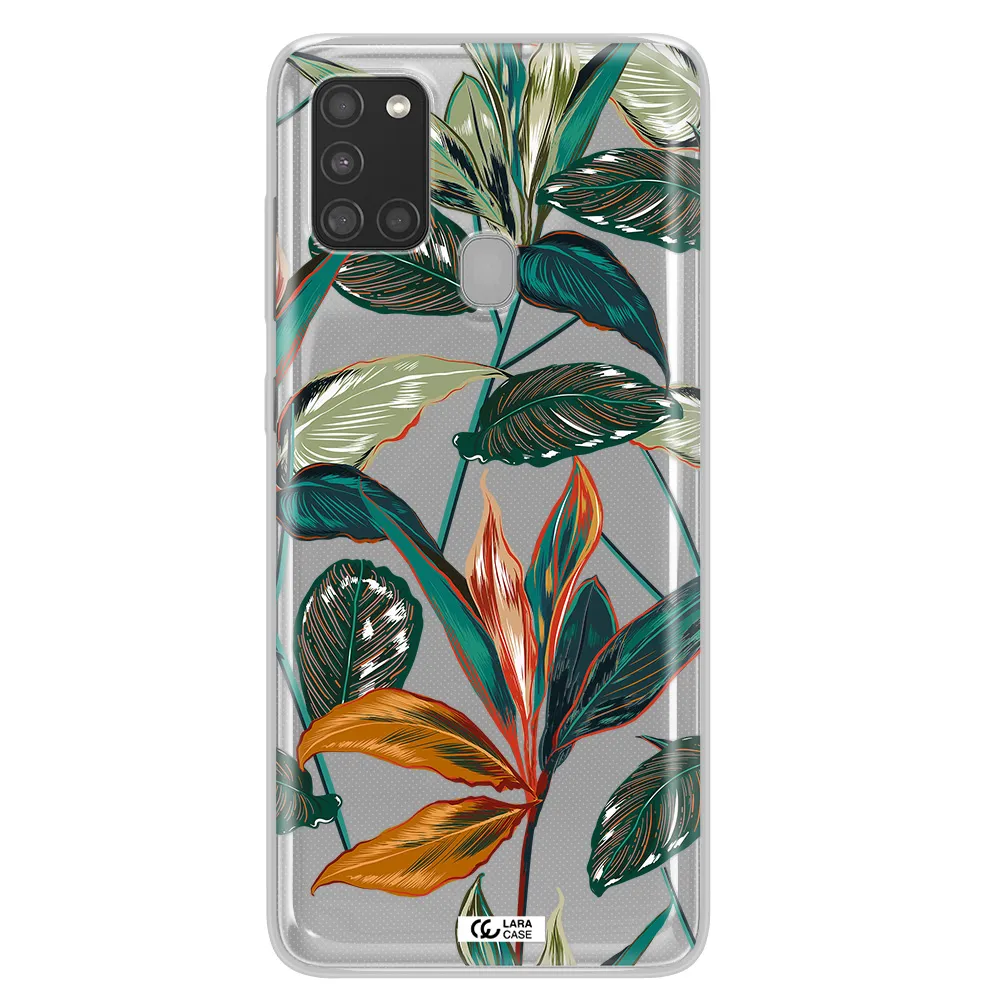 Colorful Tropical Leaves Samsung A21S Clear TPU Case
