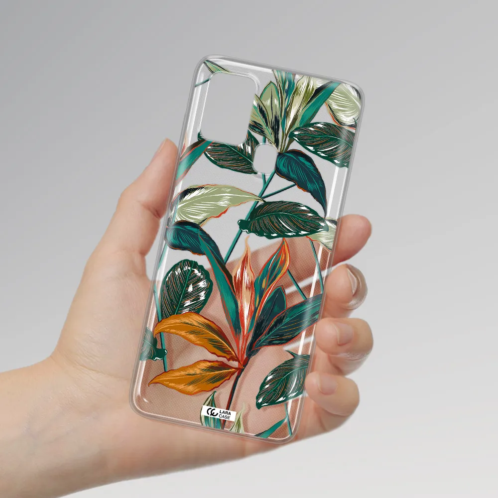 Colorful Tropical Leaves Samsung A21S Clear TPU Case