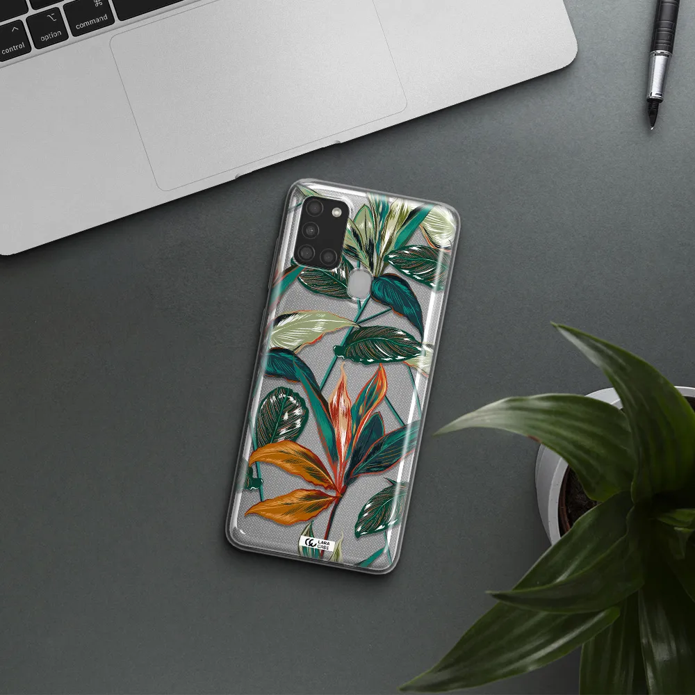 Colorful Tropical Leaves Samsung A21S Clear TPU Case