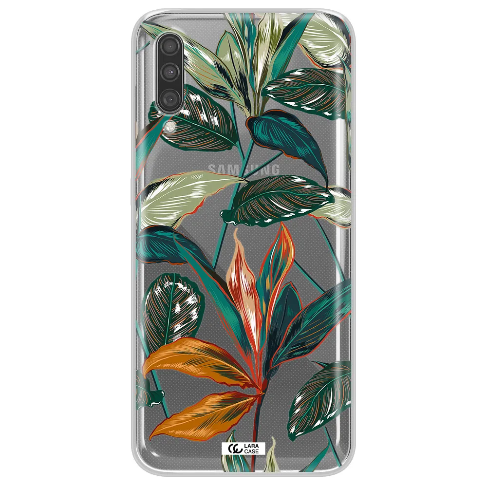 Colorful Tropical Leaves Samsung A30S Clear TPU Case