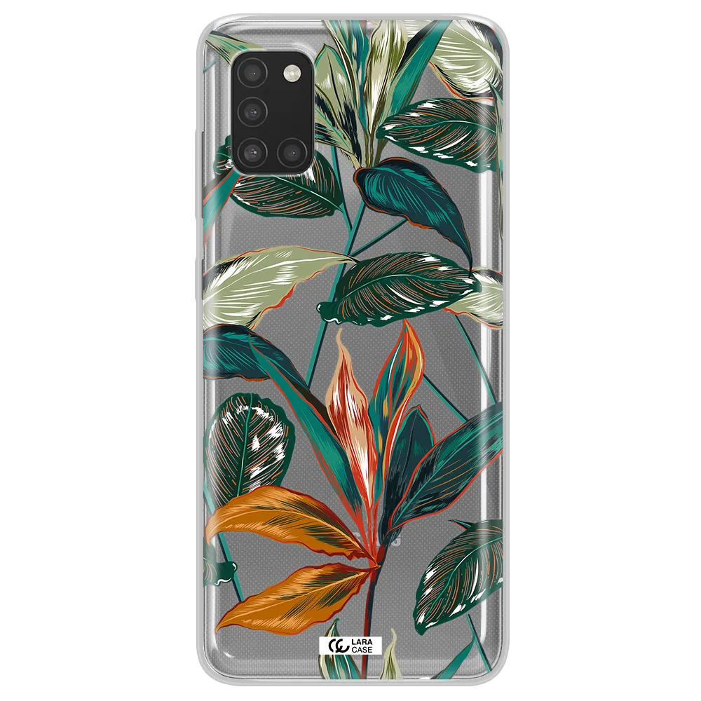 Colorful Tropical Leaves Samsung A31 Clear TPU Case