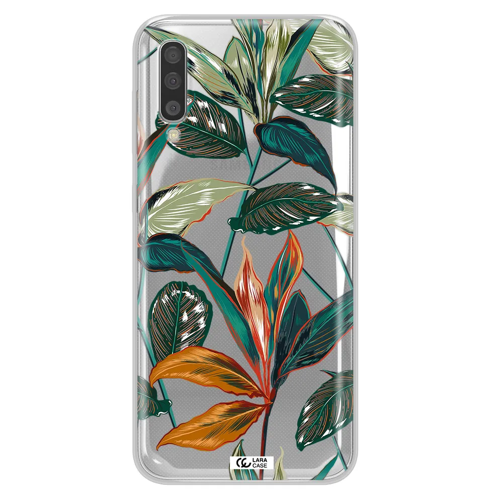 Colorful Tropical Leaves Samsung A50S Clear Tpu Case