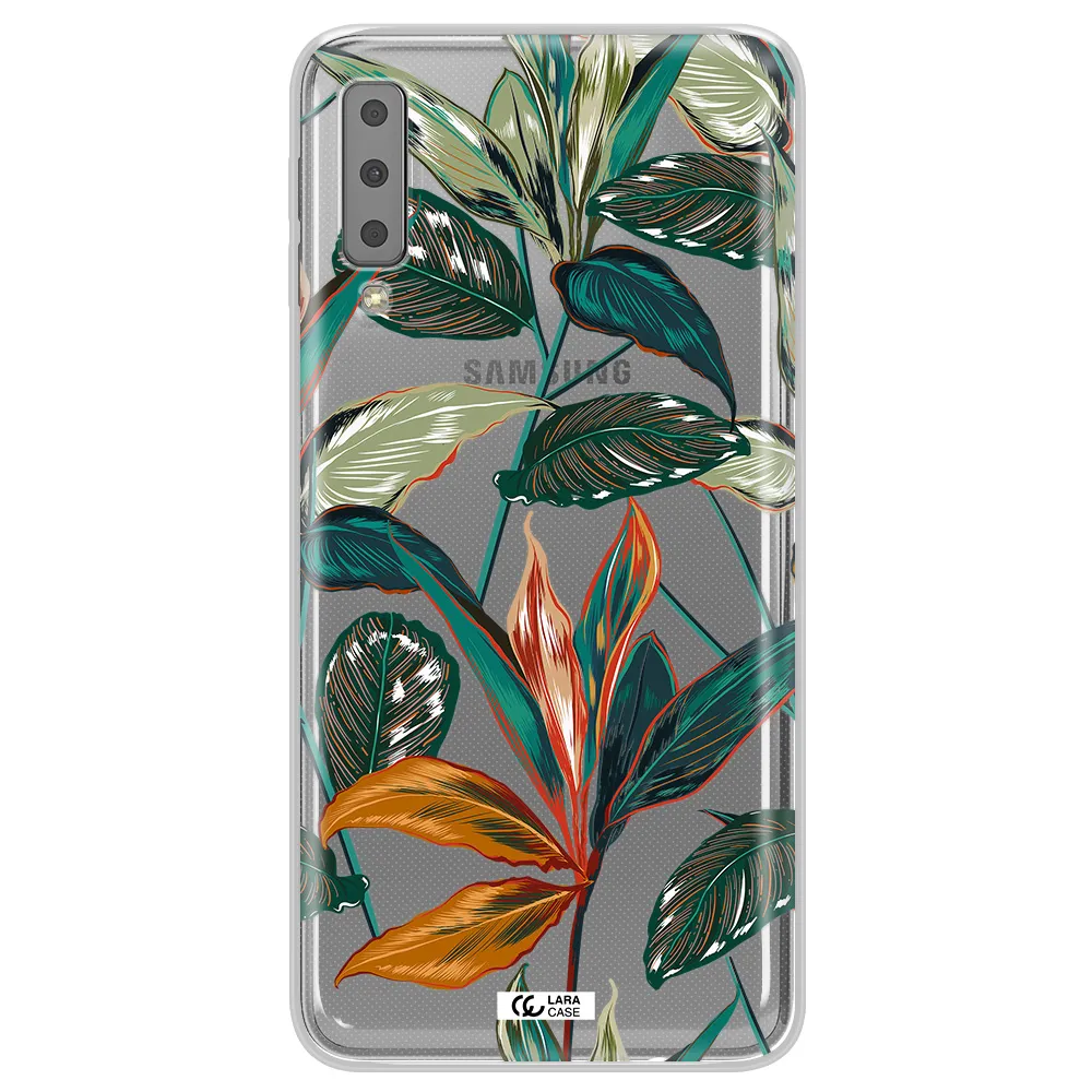 Colorful Tropical Leaves Samsung A7 2018 Clear TPU Case