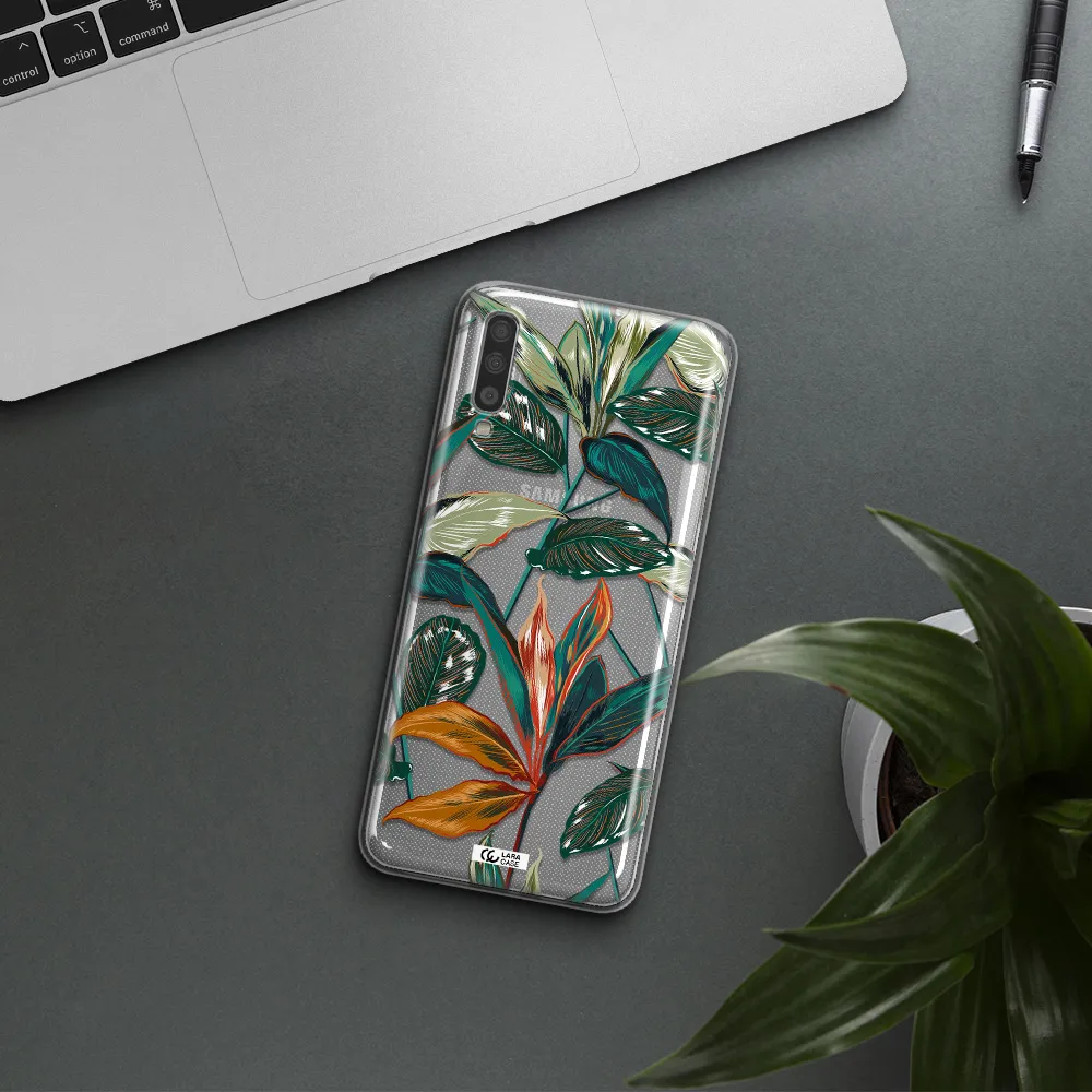 Colorful Tropical Leaves Samsung A70 Clear TPU Case