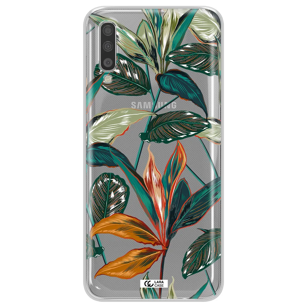 Colorful Tropical Leaves Samsung A70S Clear Tpu Case
