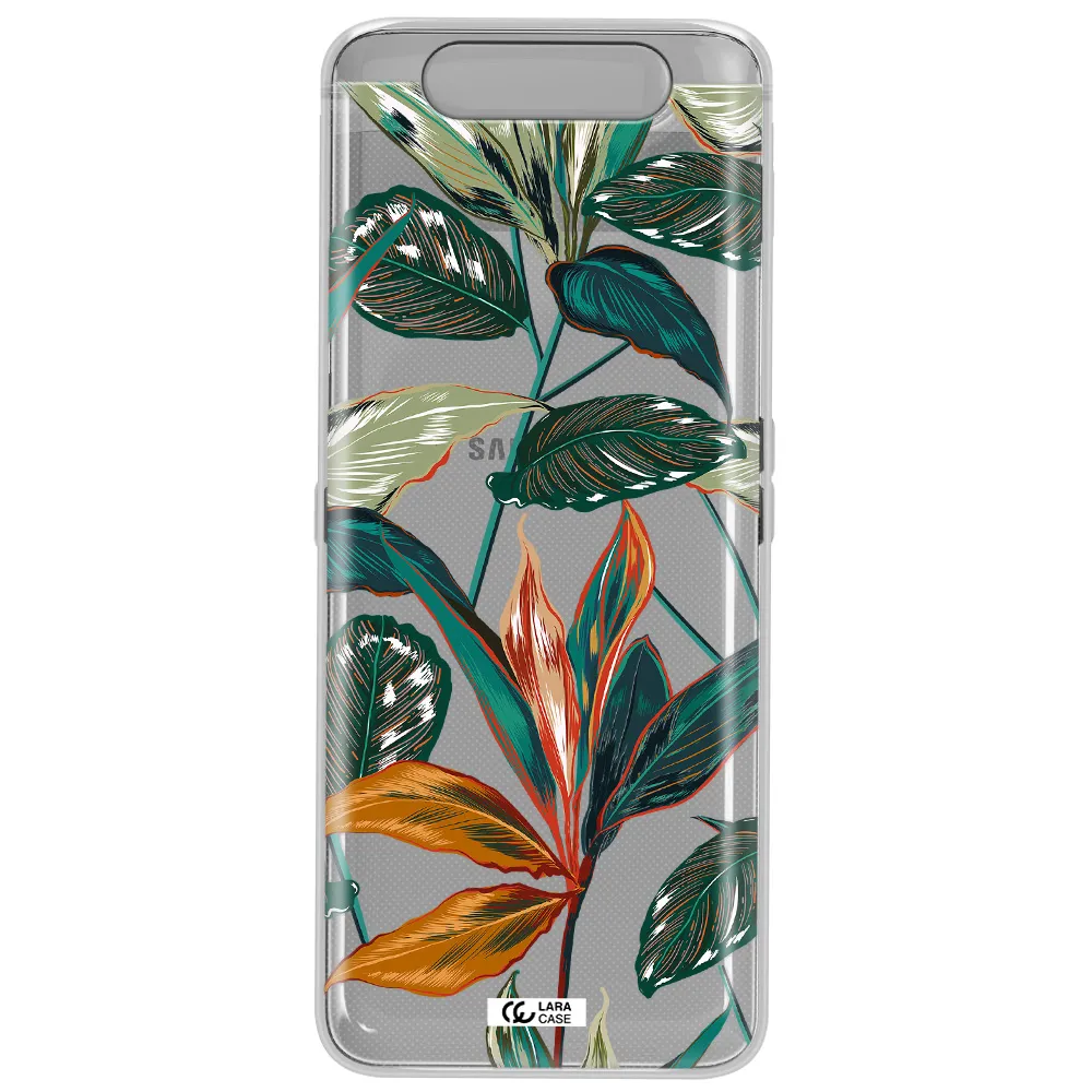 Colorful Tropical Leaves Samsung A80 Clear TPU Case