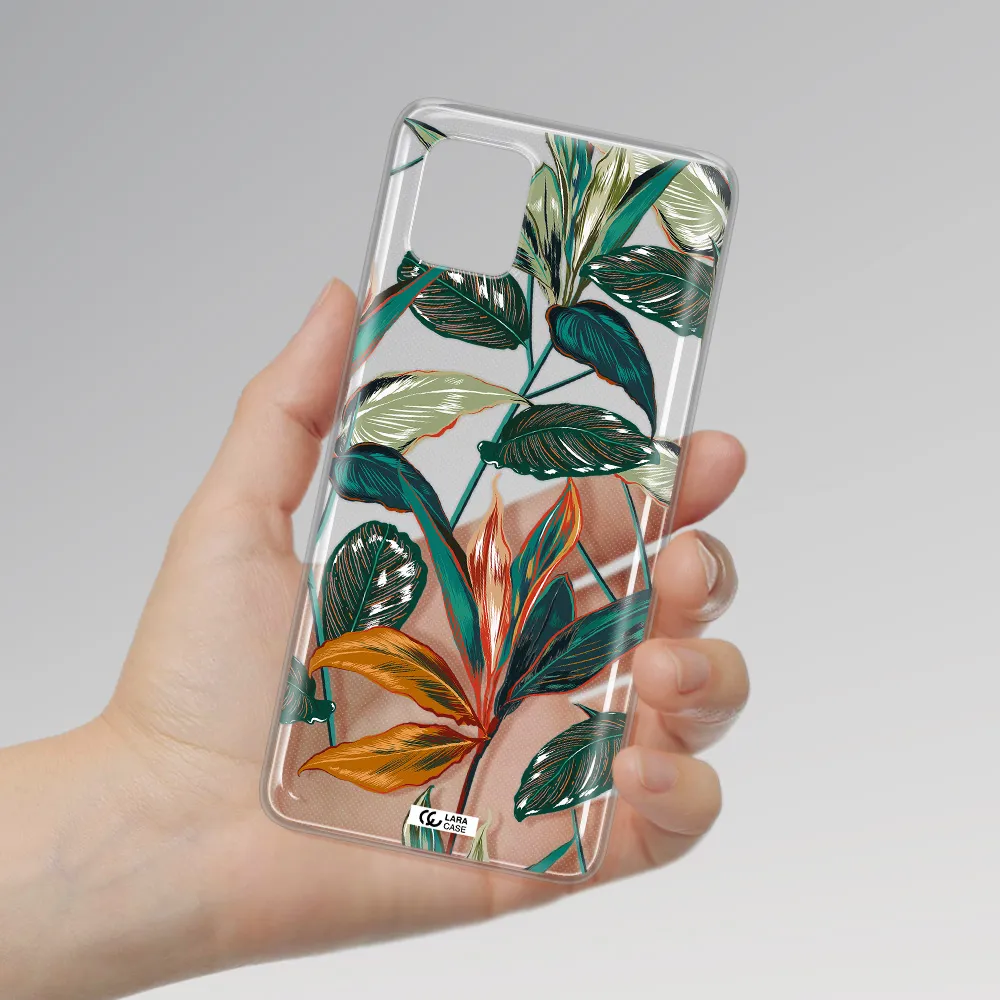 Colorful Tropical Leaves Samsung A81 Clear TPU Case