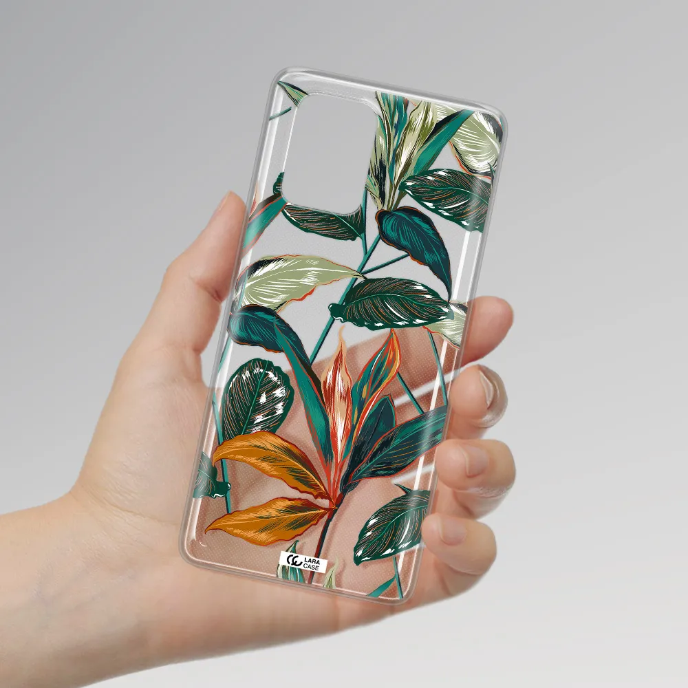 Colorful Tropical Leaves Samsung A91 Clear TPU Case