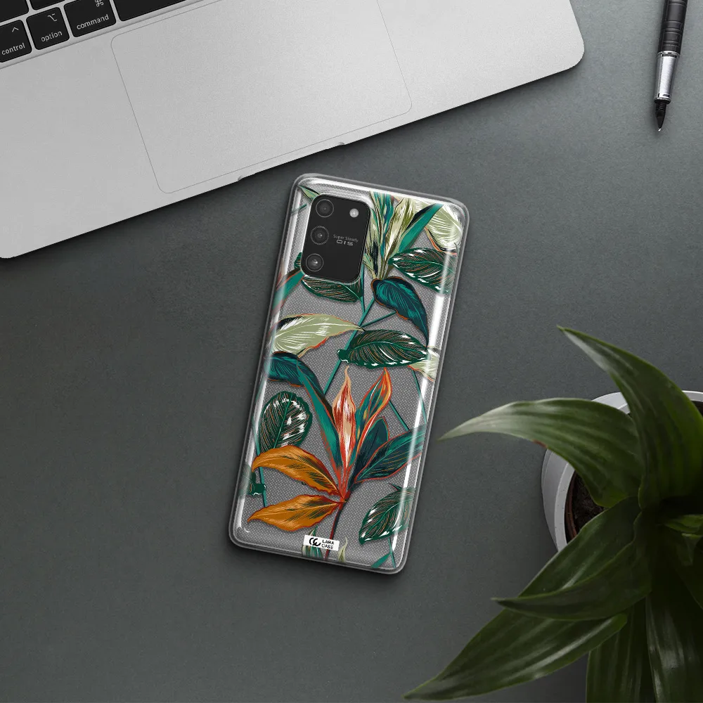 Colorful Tropical Leaves Samsung A91 Clear TPU Case