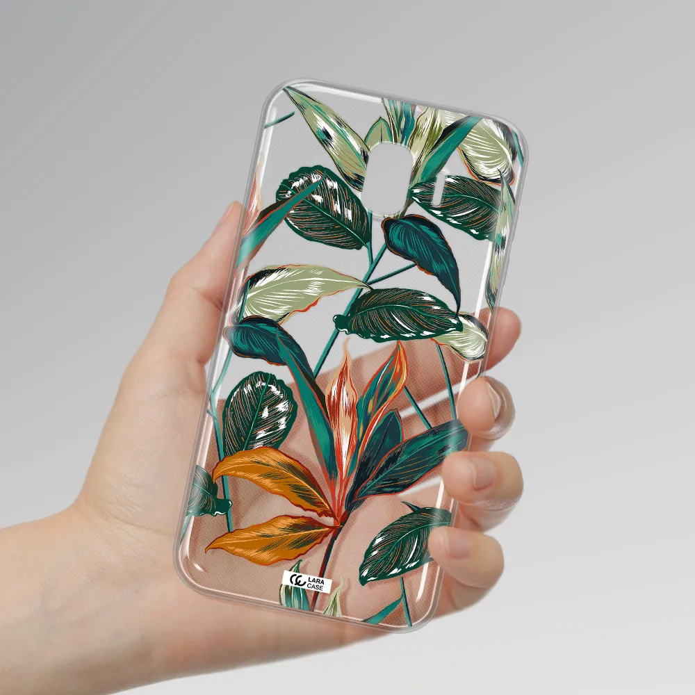 Colorful Tropical Leaves Samsung J4 Clear TPU Case