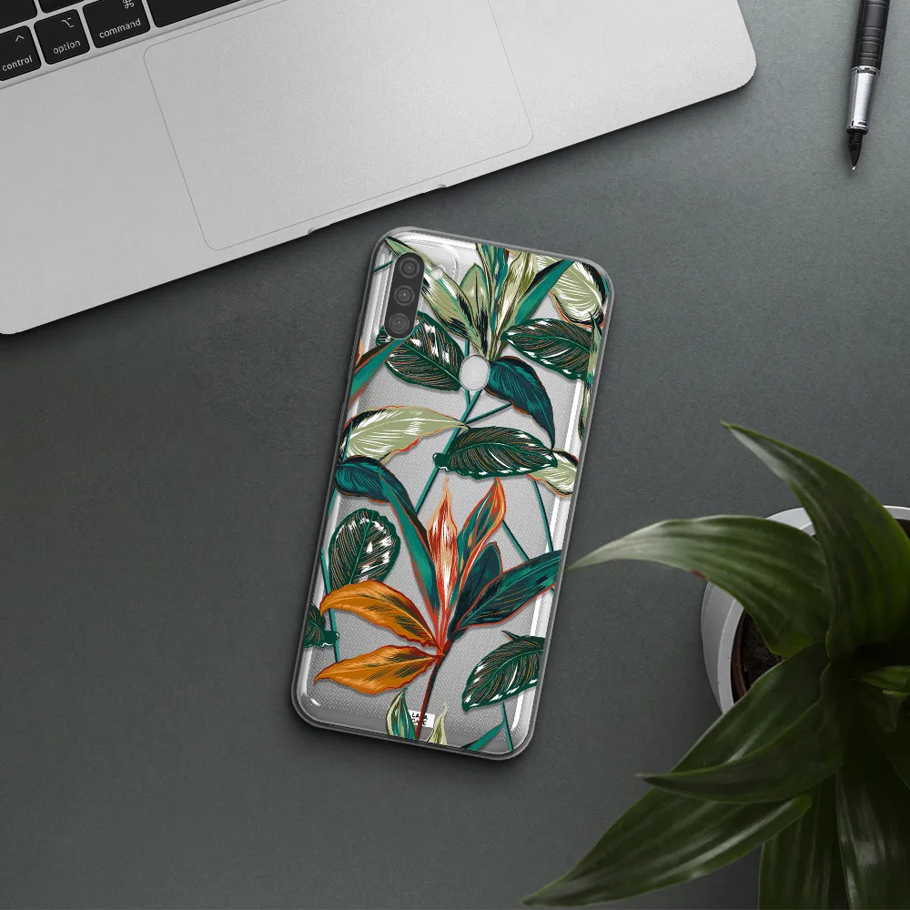 Colorful Tropical Leaves Samsung M11 Clear TPU Case