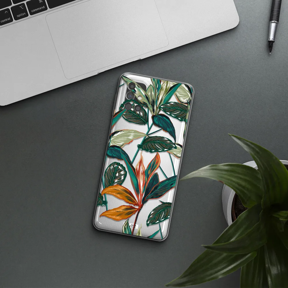 Colorful Tropical Leaves Samsung M51 Clear TPU Case