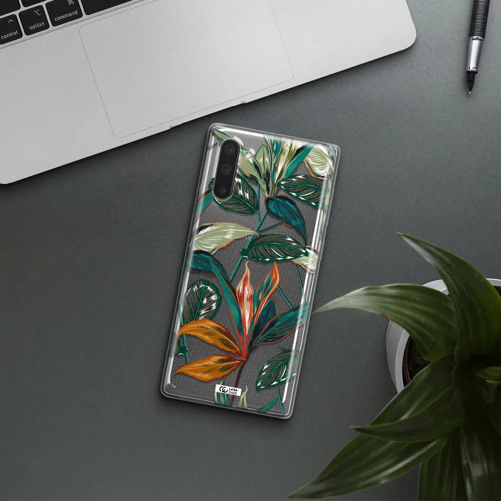 Colorful Tropical Leaves Samsung Note 10 Clear TPU Case