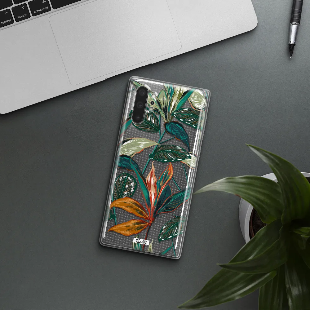 Colorful Tropical Leaves Samsung Note 10 Plus Clear TPU Case