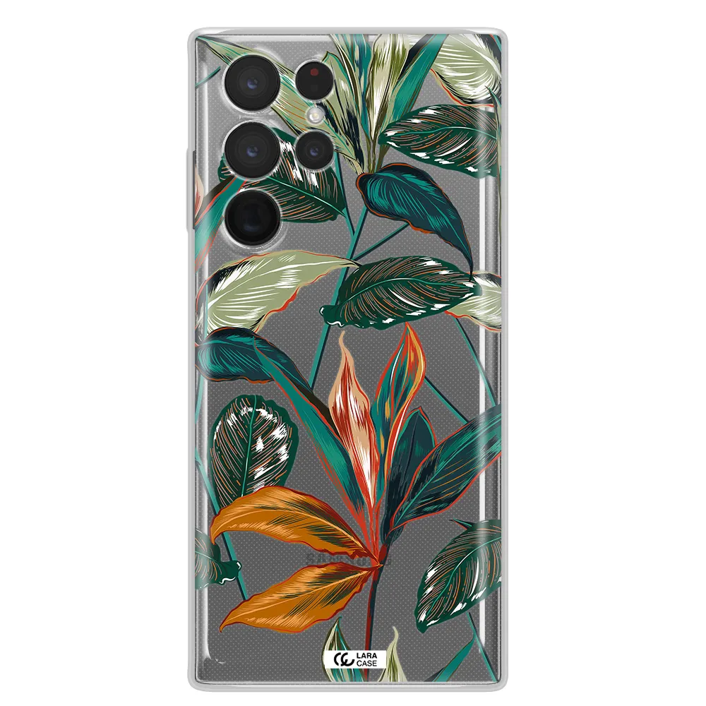 Colorful Tropical Leaves Samsung S 22 Ultra Clear TPU Case
