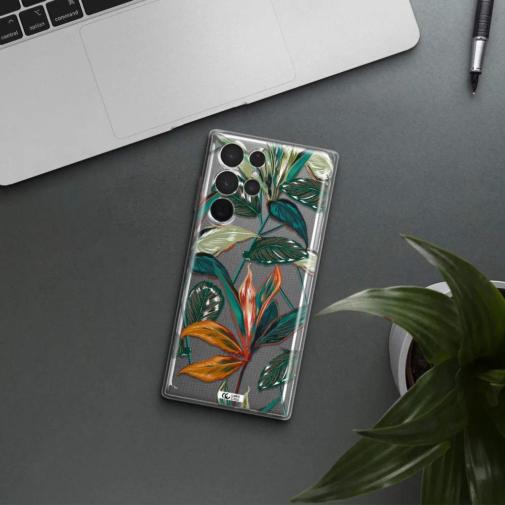 Colorful Tropical Leaves Samsung S 22 Ultra Clear TPU Case