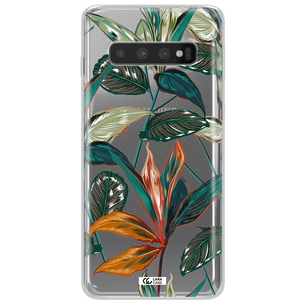 Colorful Tropical Leaves Samsung S10 Clear TPU Case