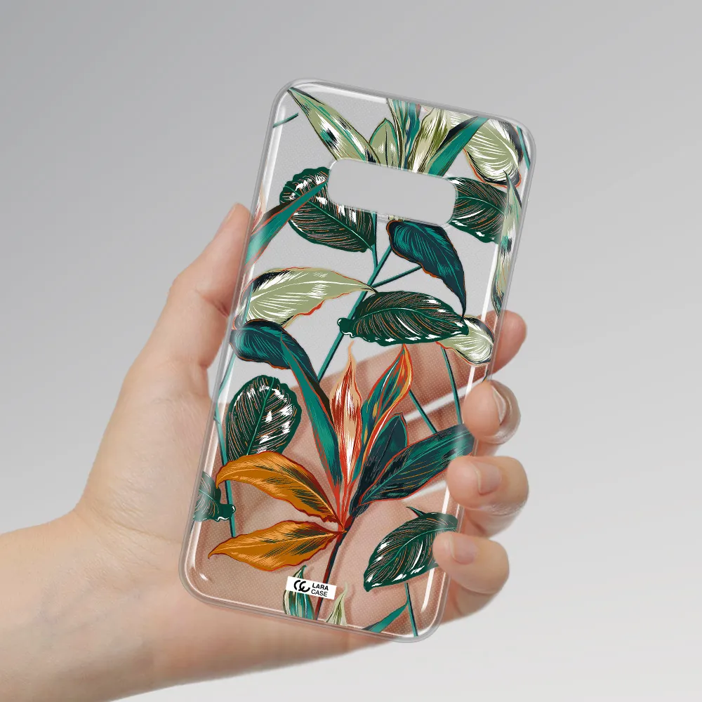 Colorful Tropical Leaves Samsung S10e Clear TPU Case