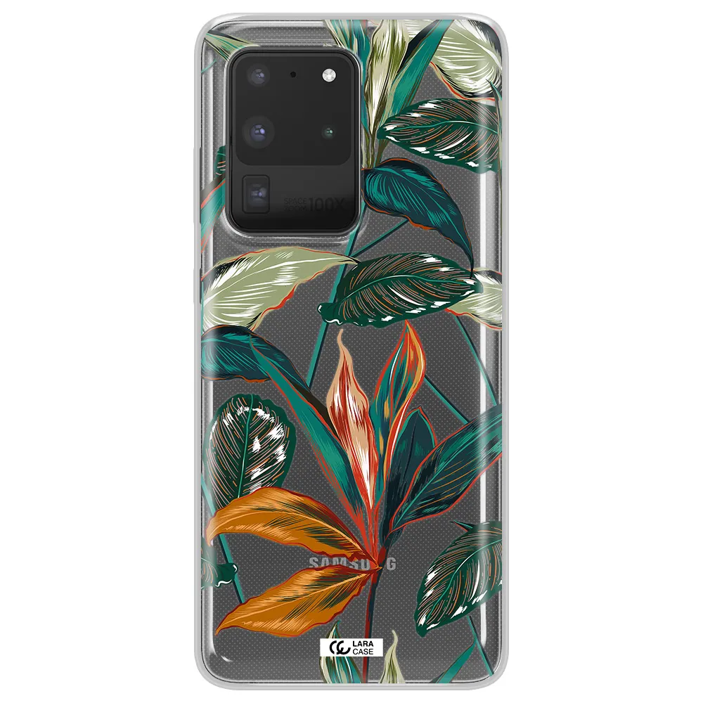 Colorful Tropical Leaves Samsung S20 Ultra Clear TPU Case