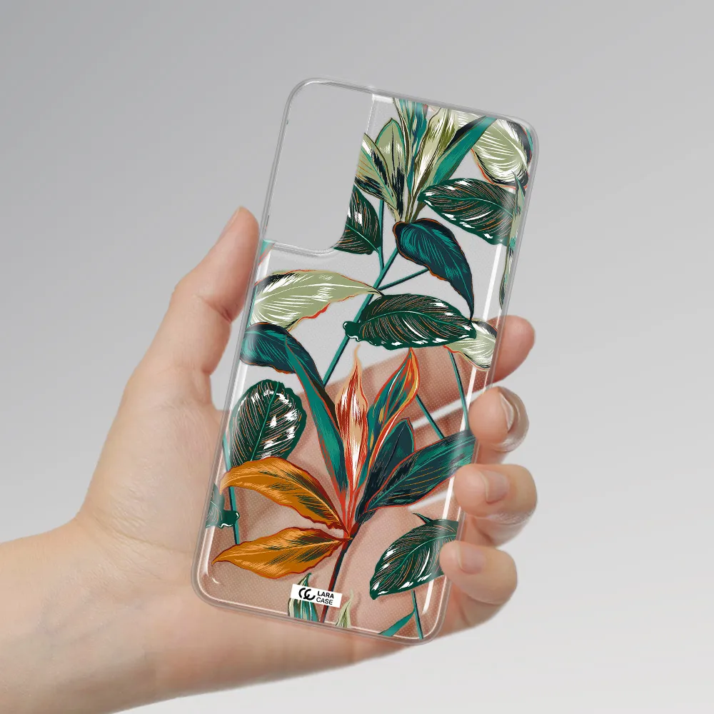 Colorful Tropical Leaves Samsung S21 Clear TPU Case