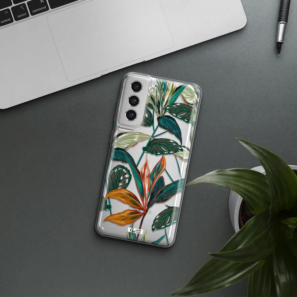 Colorful Tropical Leaves Samsung S21 Fe Clear Tpu Case