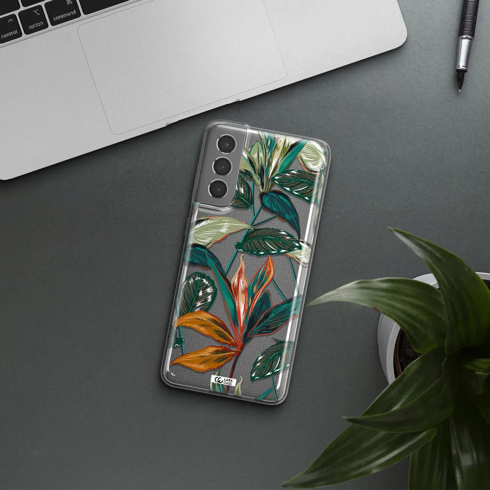 Colorful Tropical Leaves Samsung S21 Plus Clear TPU Case