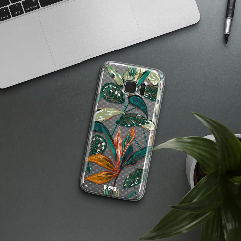 Colorful Tropical Leaves Samsung S7 Edge Clear TPU Case