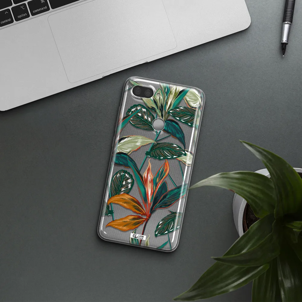Colorful Tropical Leaves Xiaomi Mi 8 Lite Clear TPU Case