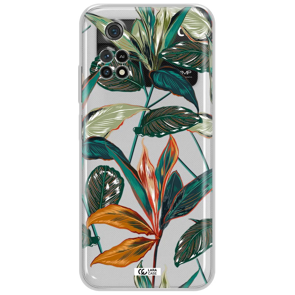 Colorful Tropical Leaves Xiaomi Poco M4 Pro 4G Clear Tpu Case