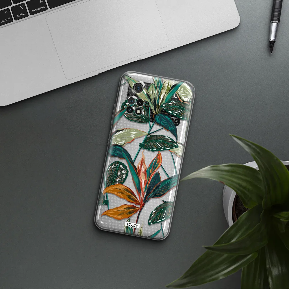 Colorful Tropical Leaves Xiaomi Poco M4 Pro 4G Clear Tpu Case