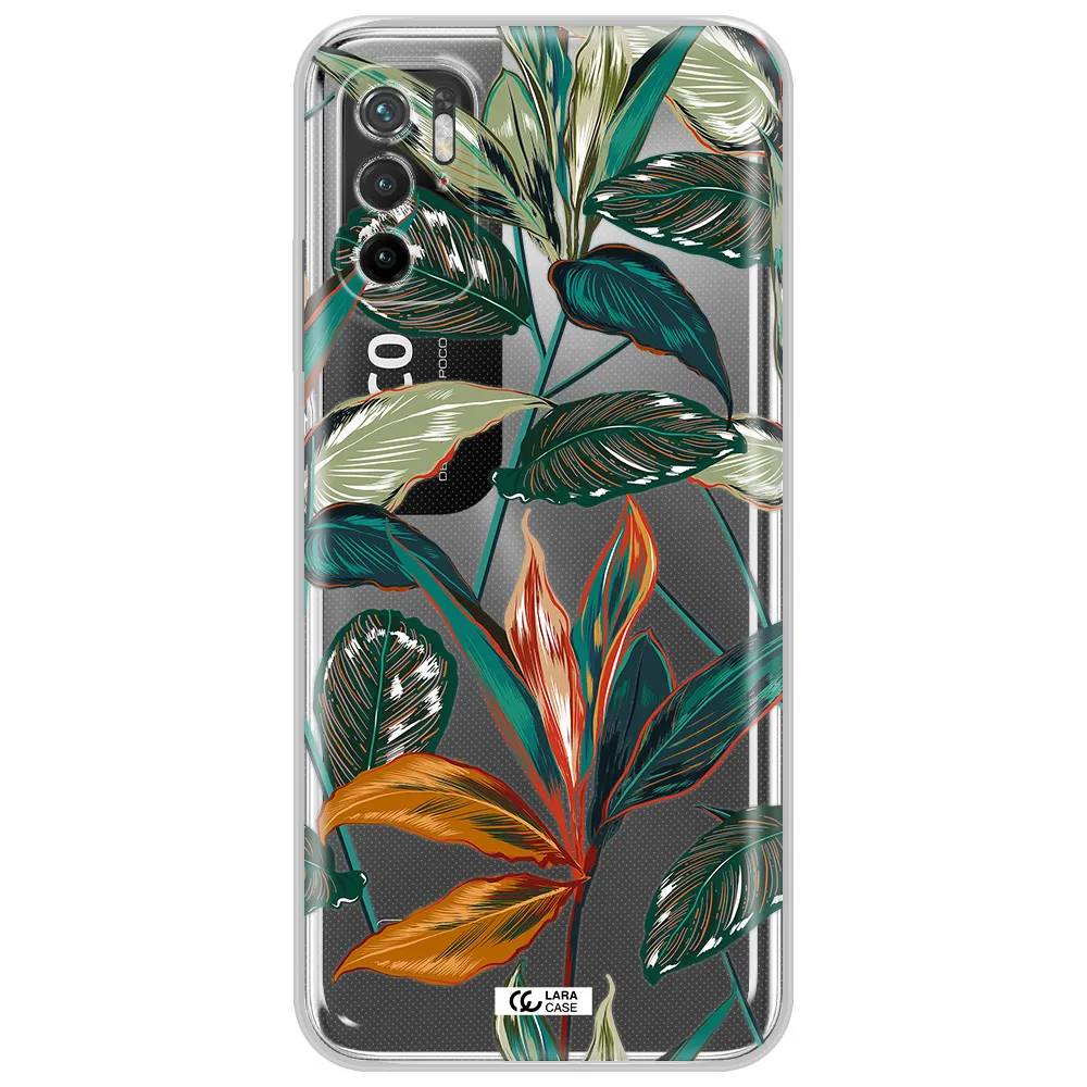 Colorful Tropical Leaves Xiaomi Poco M4 Pro 5G Clear Tpu Case