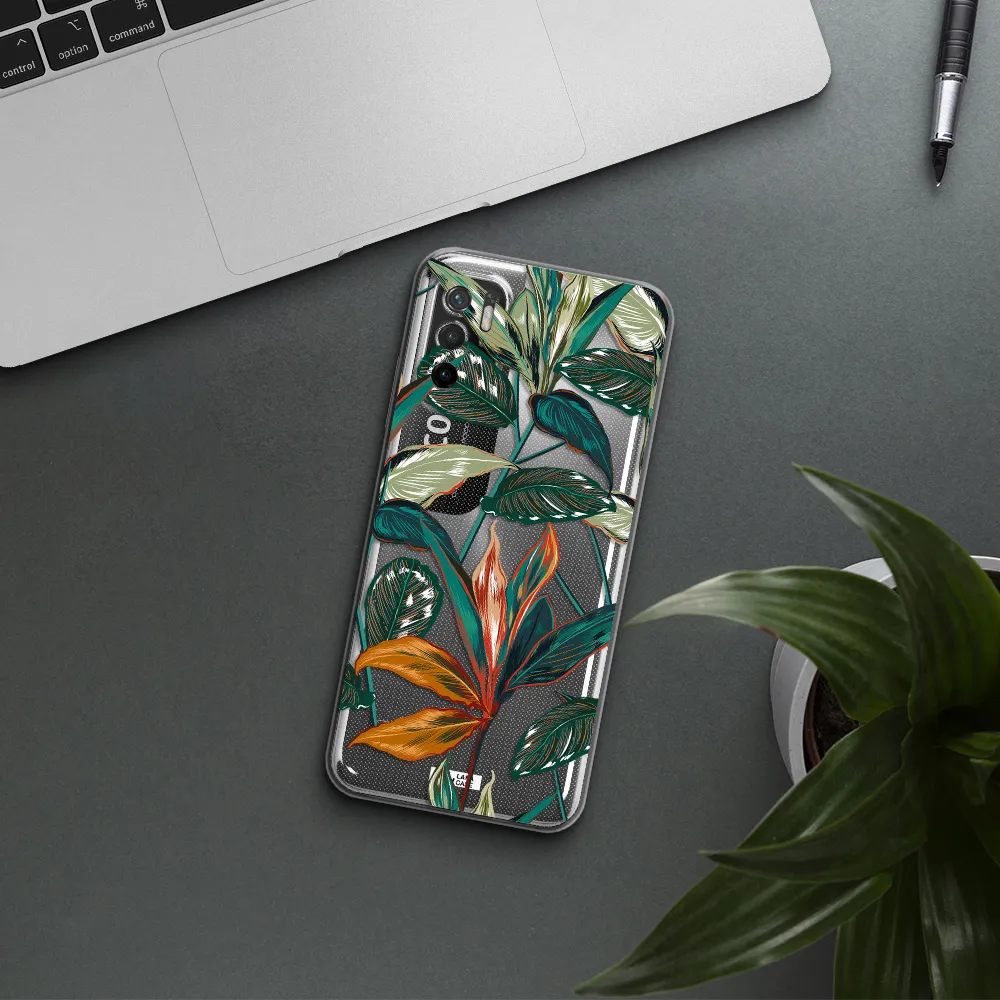 Colorful Tropical Leaves Xiaomi Poco M4 Pro 5G Clear Tpu Case