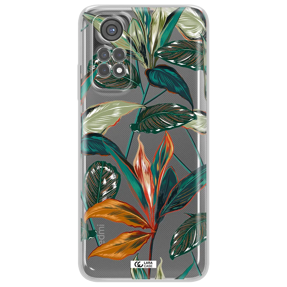 Colorful Tropical Leaves Xiaomi Redmi Note 11S Clear Tpu Case