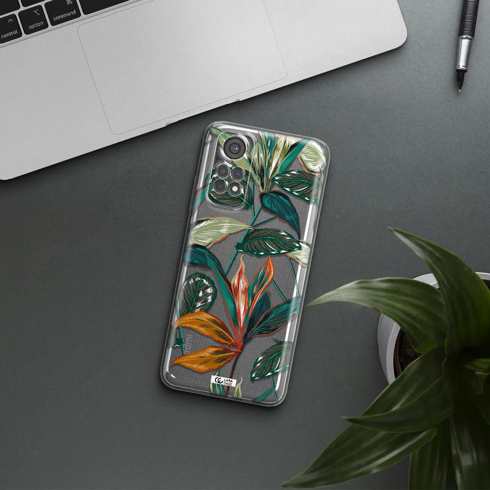 Colorful Tropical Leaves Xiaomi Redmi Note 11S Clear Tpu Case