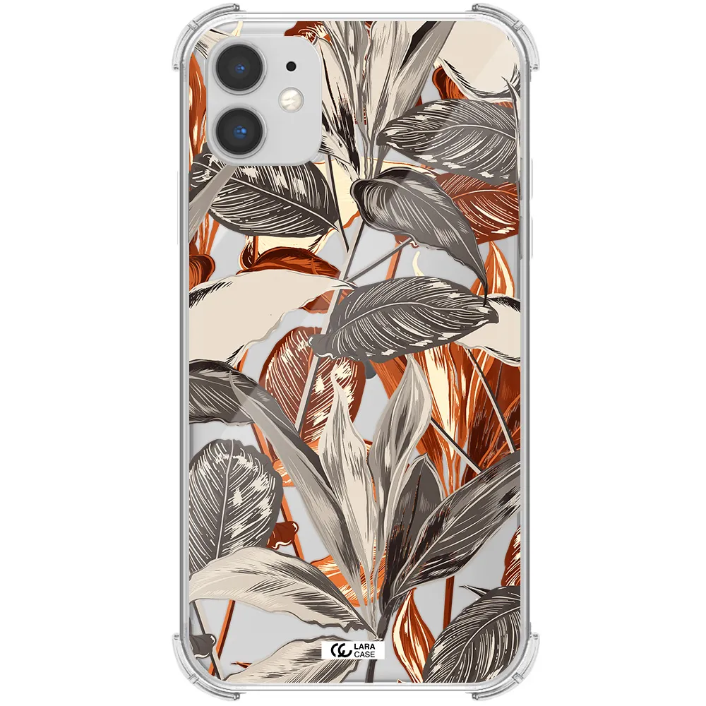 Brown Tropical Leaves Apple iPhone 11 Clear PC Case