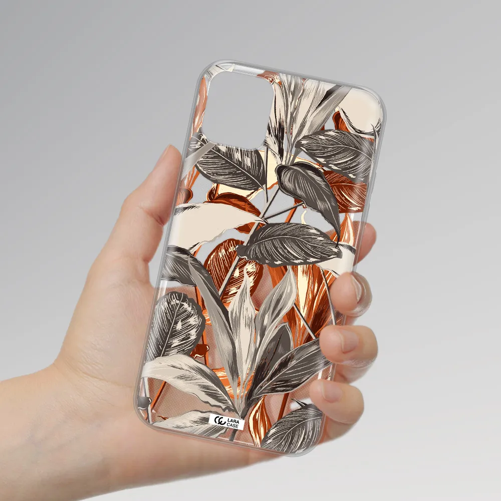Brown Tropical Leaves Apple iPhone 11 Clear TPU Case