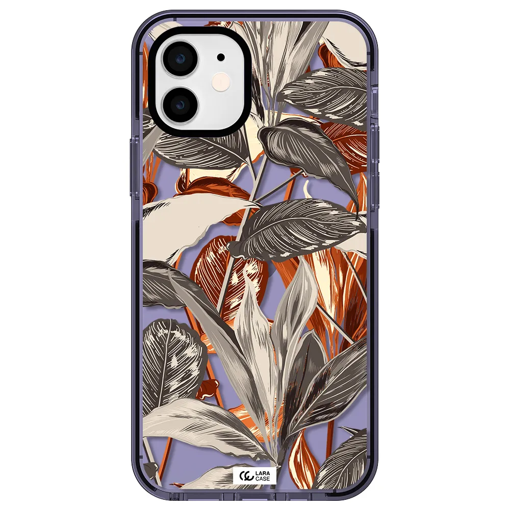 Brown Tropical Leaves Apple iPhone 11 impact Lilac Case