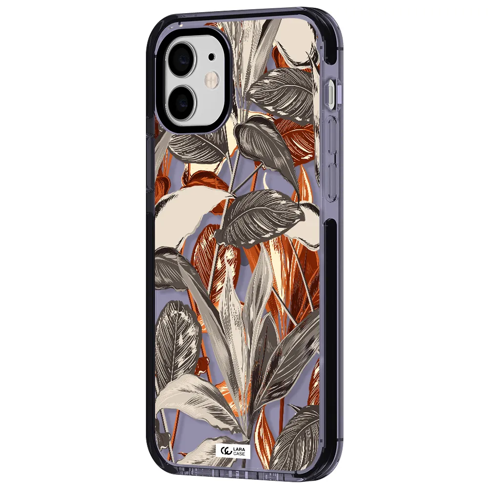 Brown Tropical Leaves Apple iPhone 11 impact Lilac Case