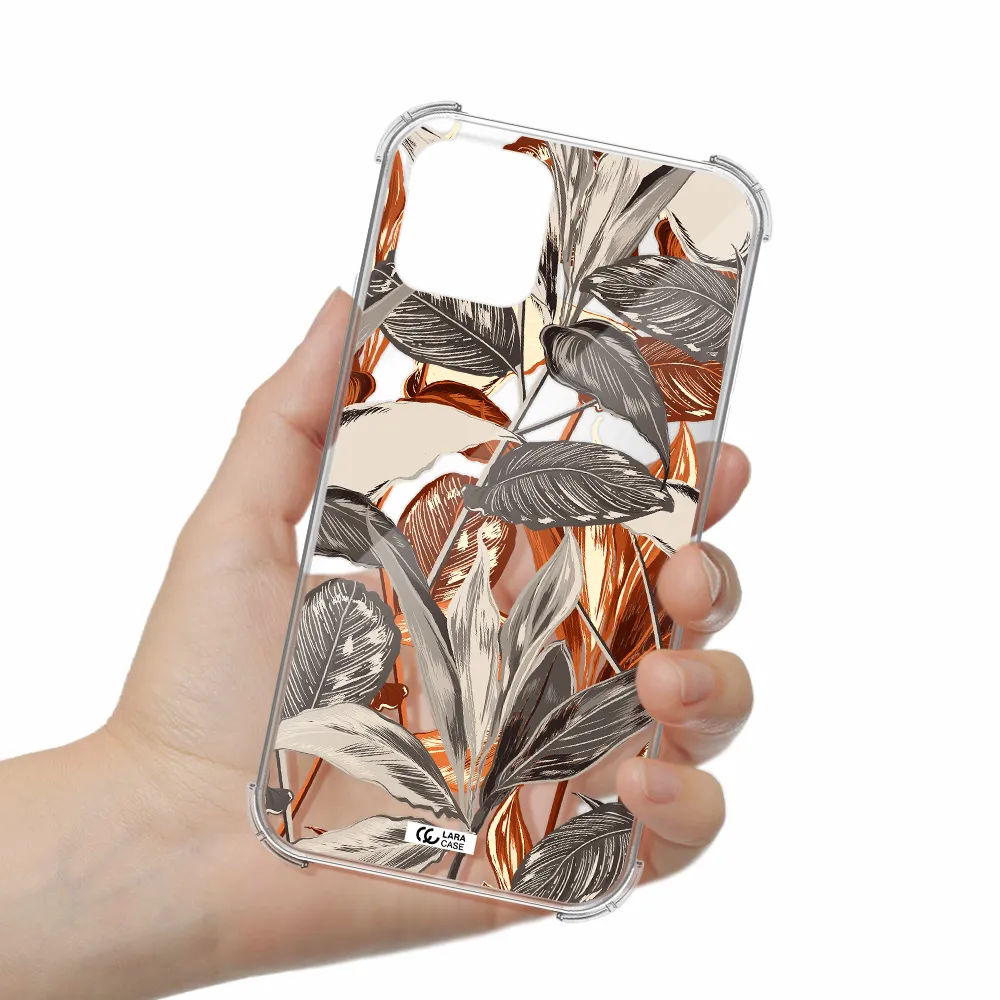 Brown Tropical Leaves Apple iPhone 11 pro Clear PC Case
