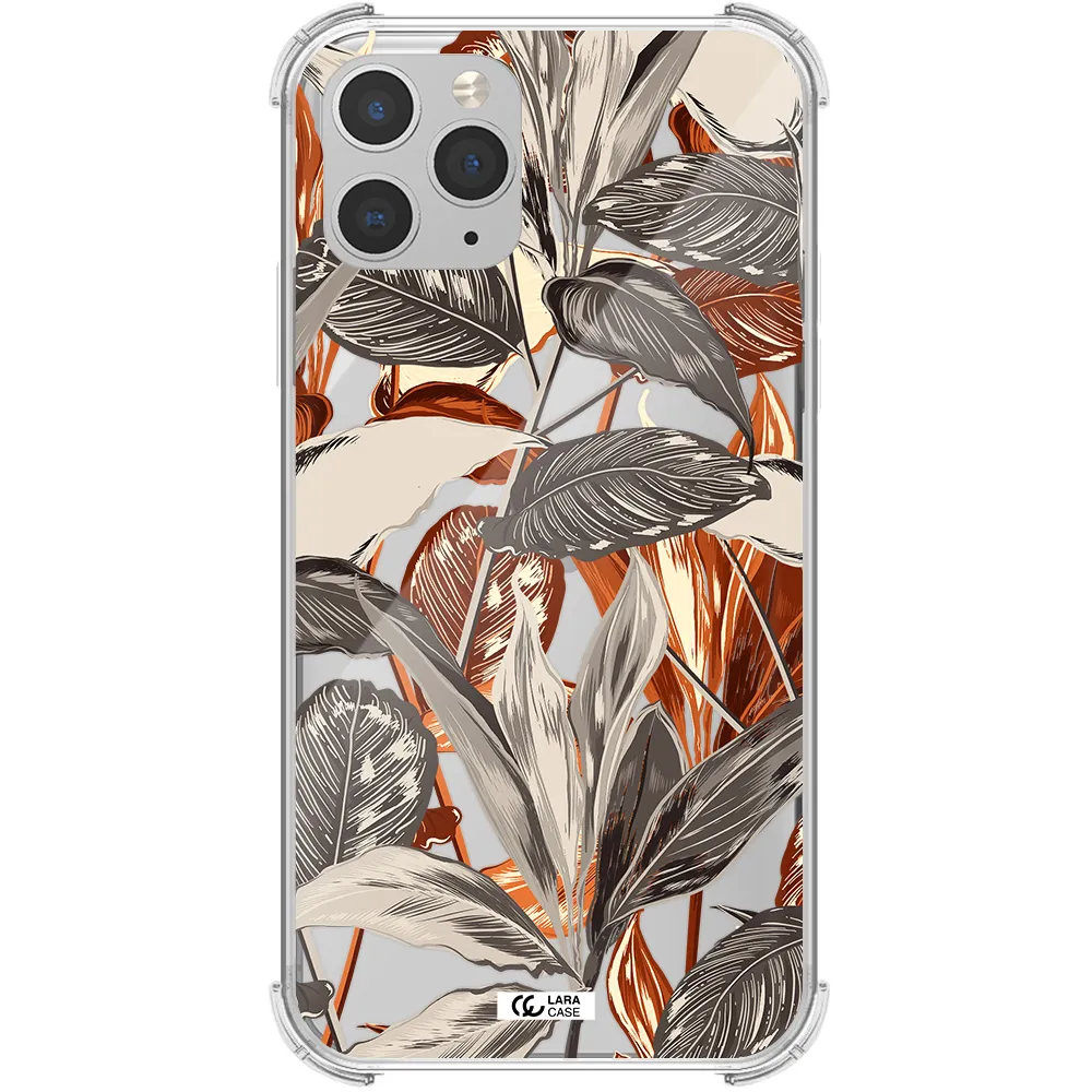 Brown Tropical Leaves Apple iPhone 11 pro max Clear PC Case