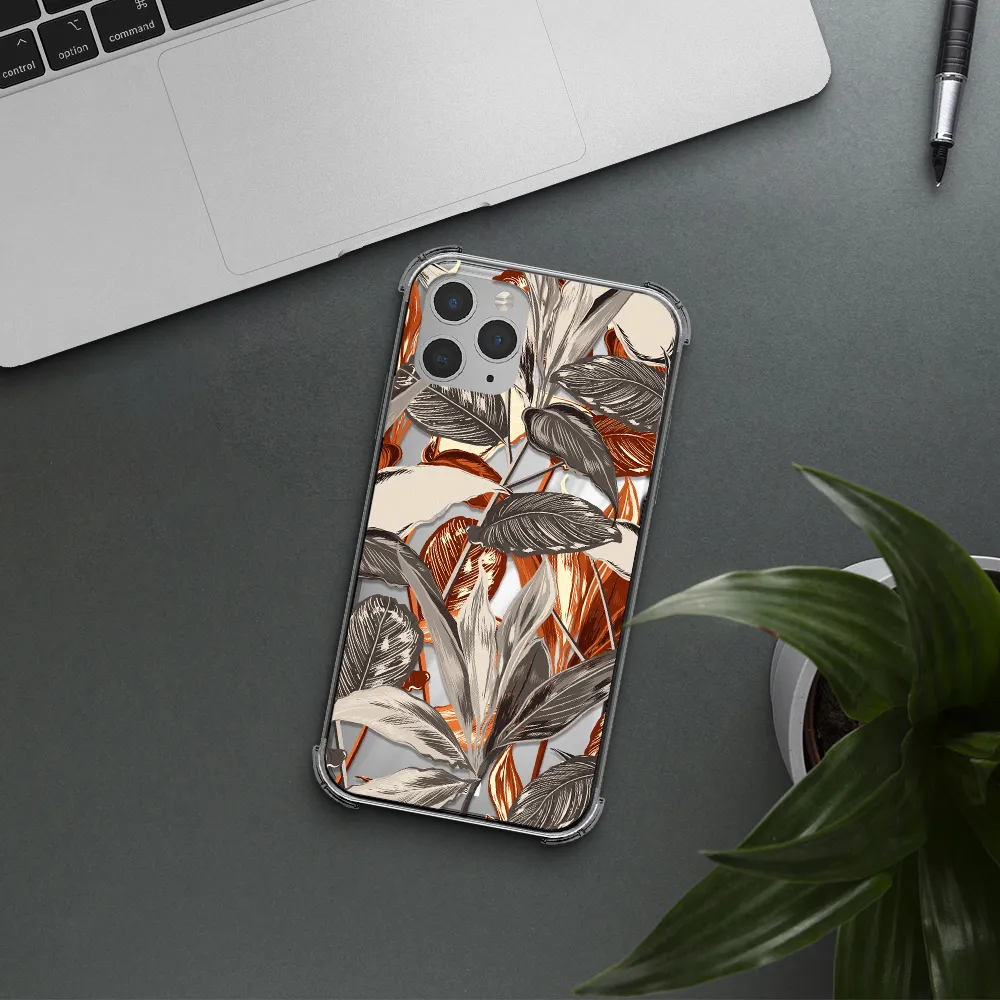 Brown Tropical Leaves Apple iPhone 11 pro max Clear PC Case
