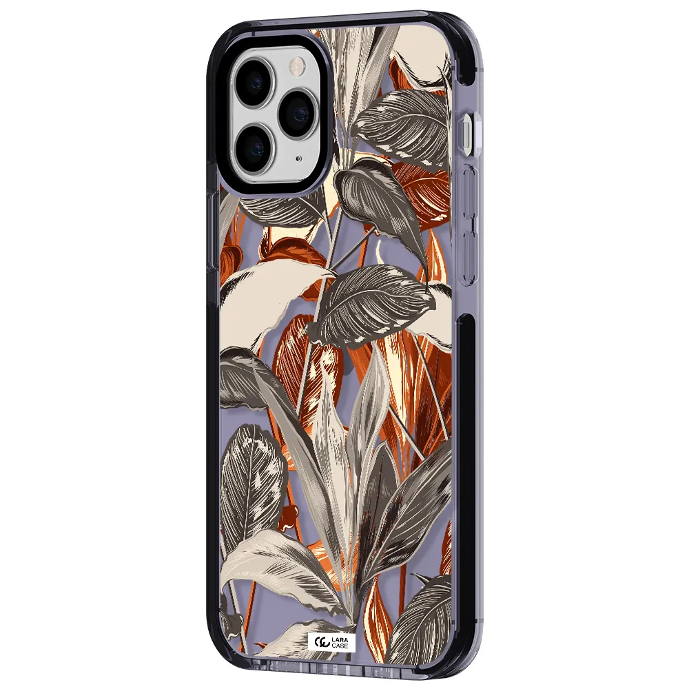 Brown Tropical Leaves Apple iPhone 11 pro max impact Lilac Case
