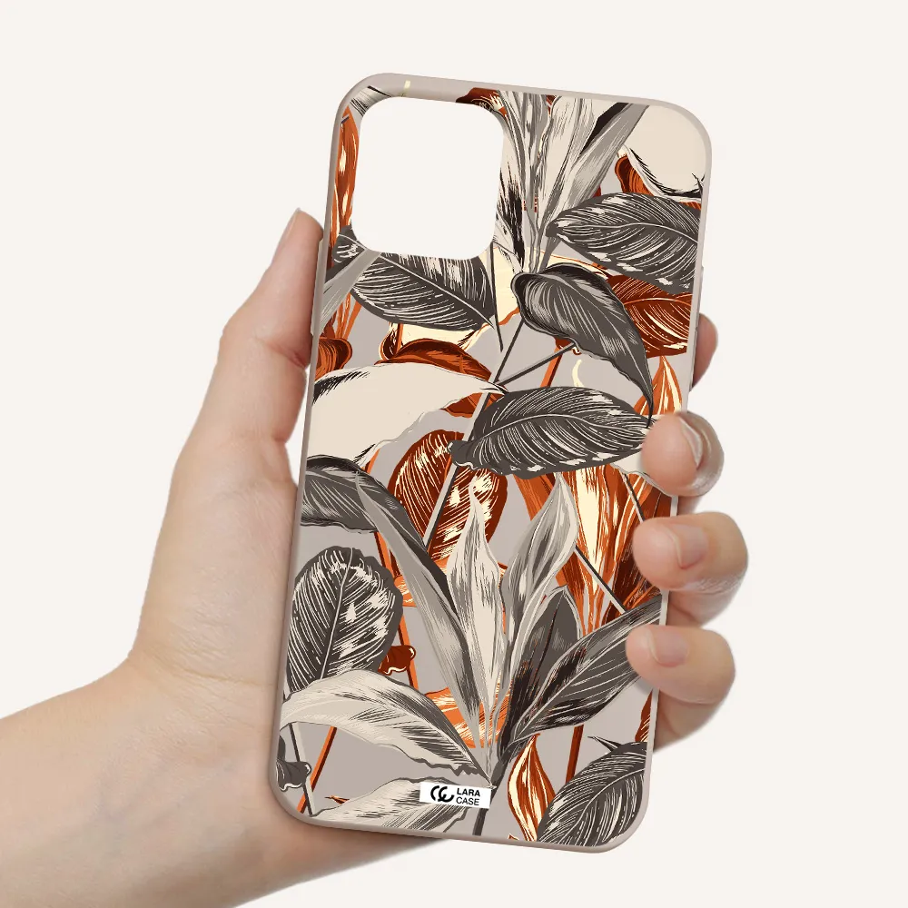 Brown Tropical Leaves Apple iPhone 11 pro max Silicone Stone Case