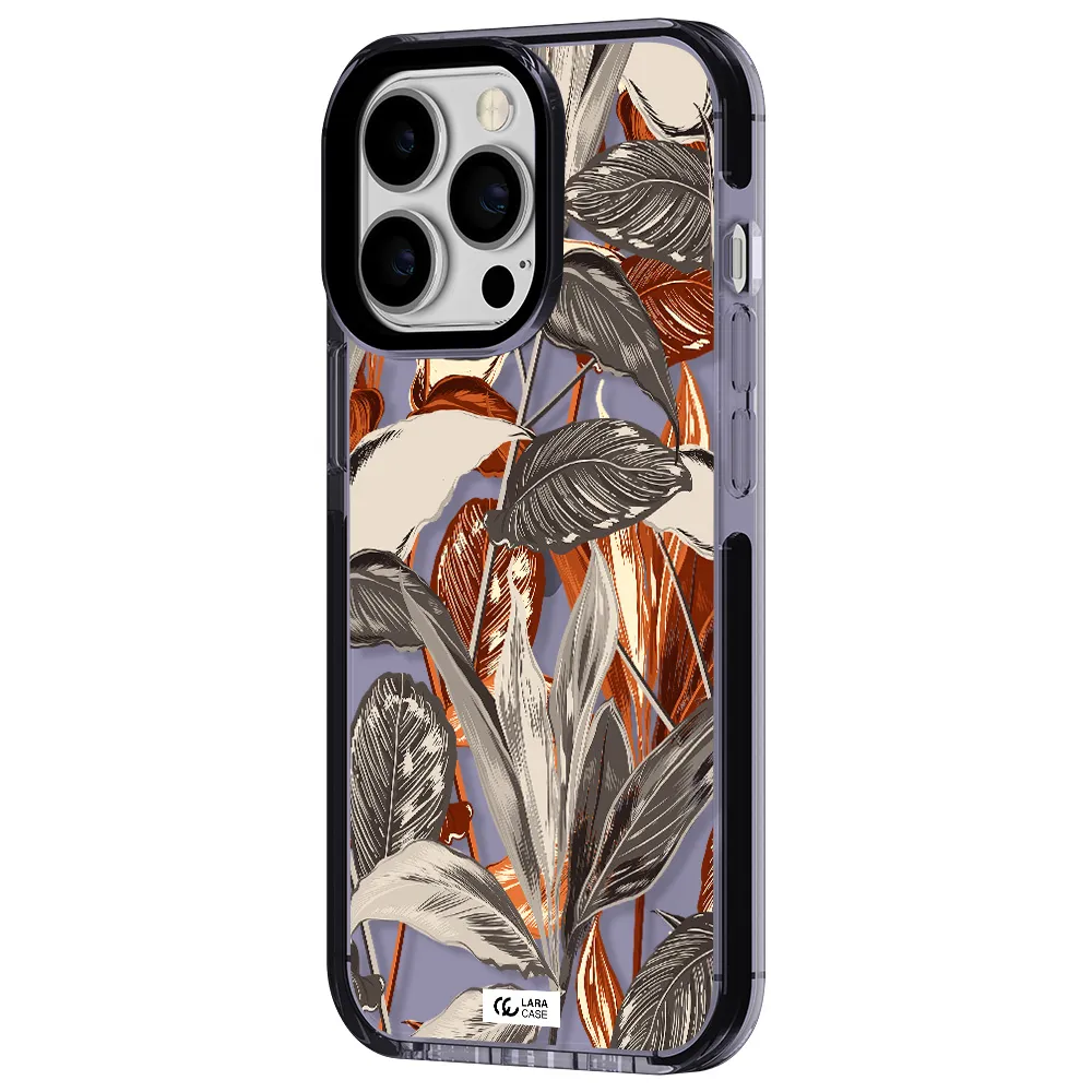 Brown Tropical Leaves Apple iPhone 13 Pro impact Lilac Case